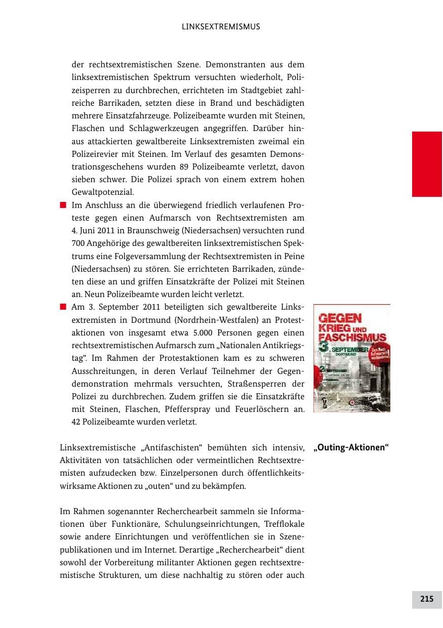 Seite 214 des Verfassungsschutzbericht 2011 Bund