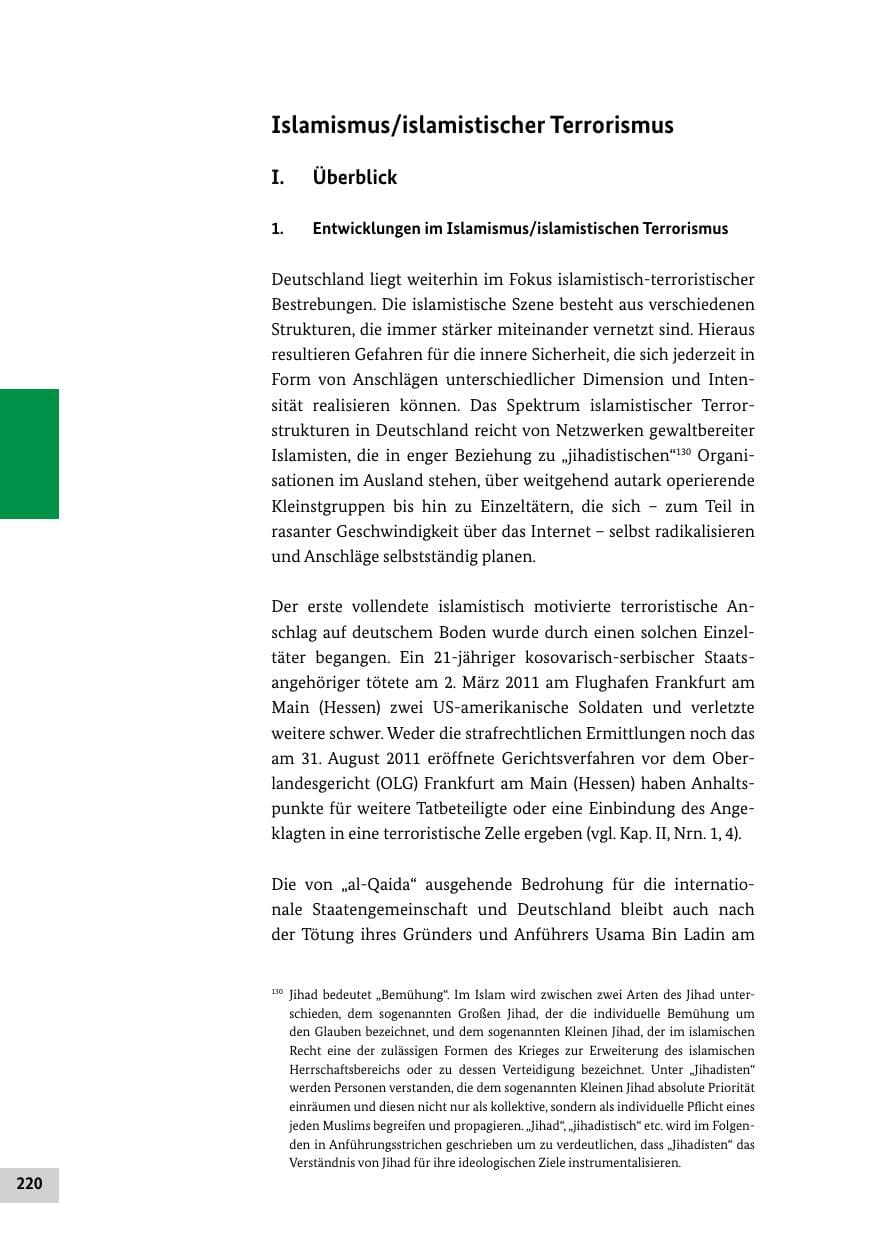 Seite 219 des Verfassungsschutzbericht 2011 Bund