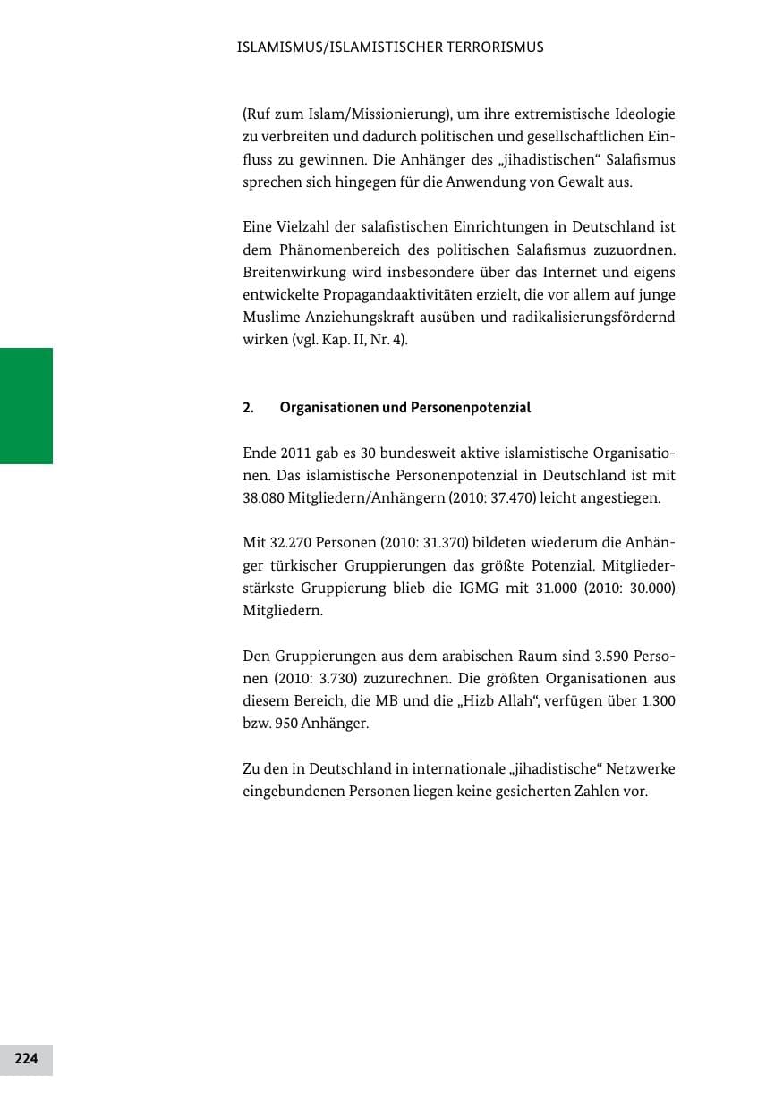 Seite 223 des Verfassungsschutzbericht 2011 Bund