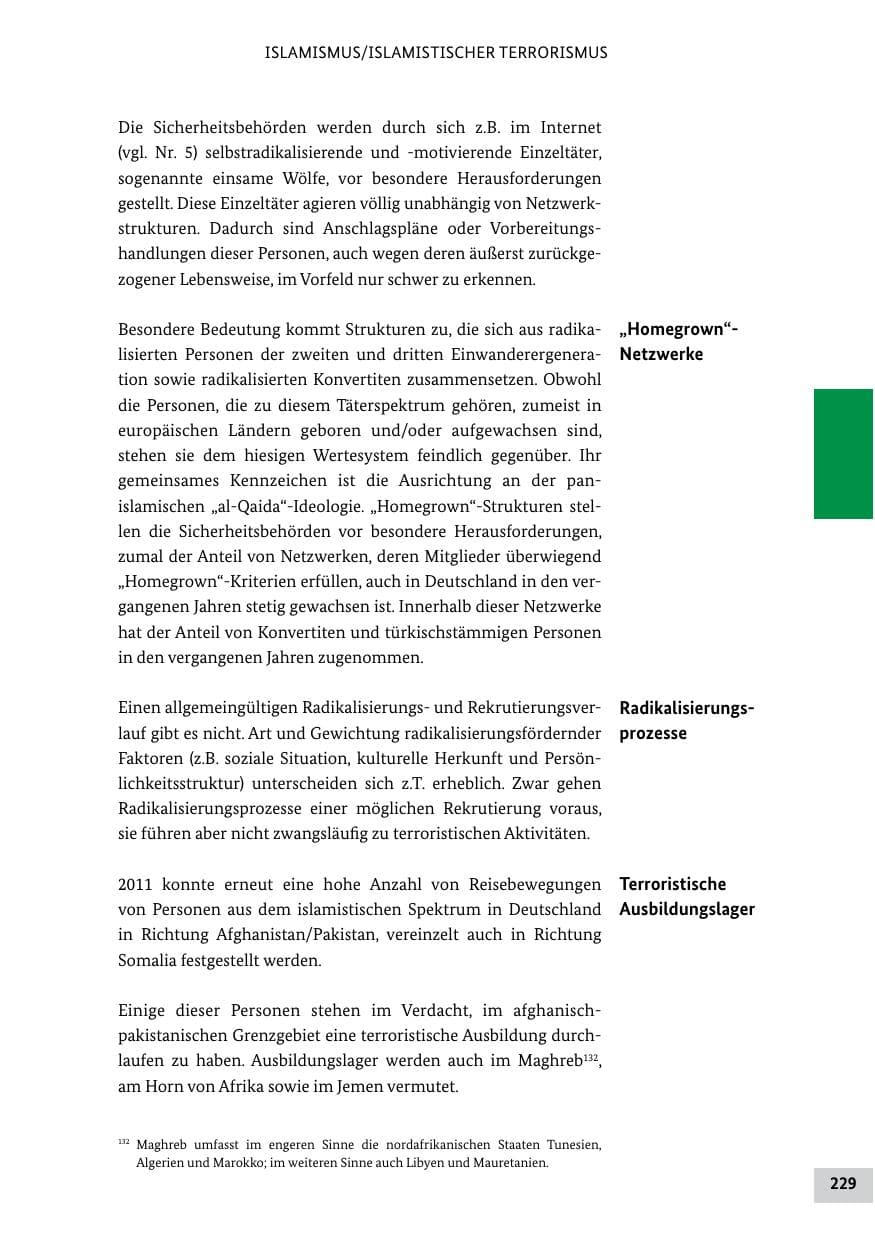Seite 228 des Verfassungsschutzbericht 2011 Bund