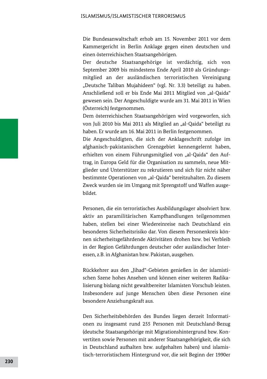 Seite 229 des Verfassungsschutzbericht 2011 Bund