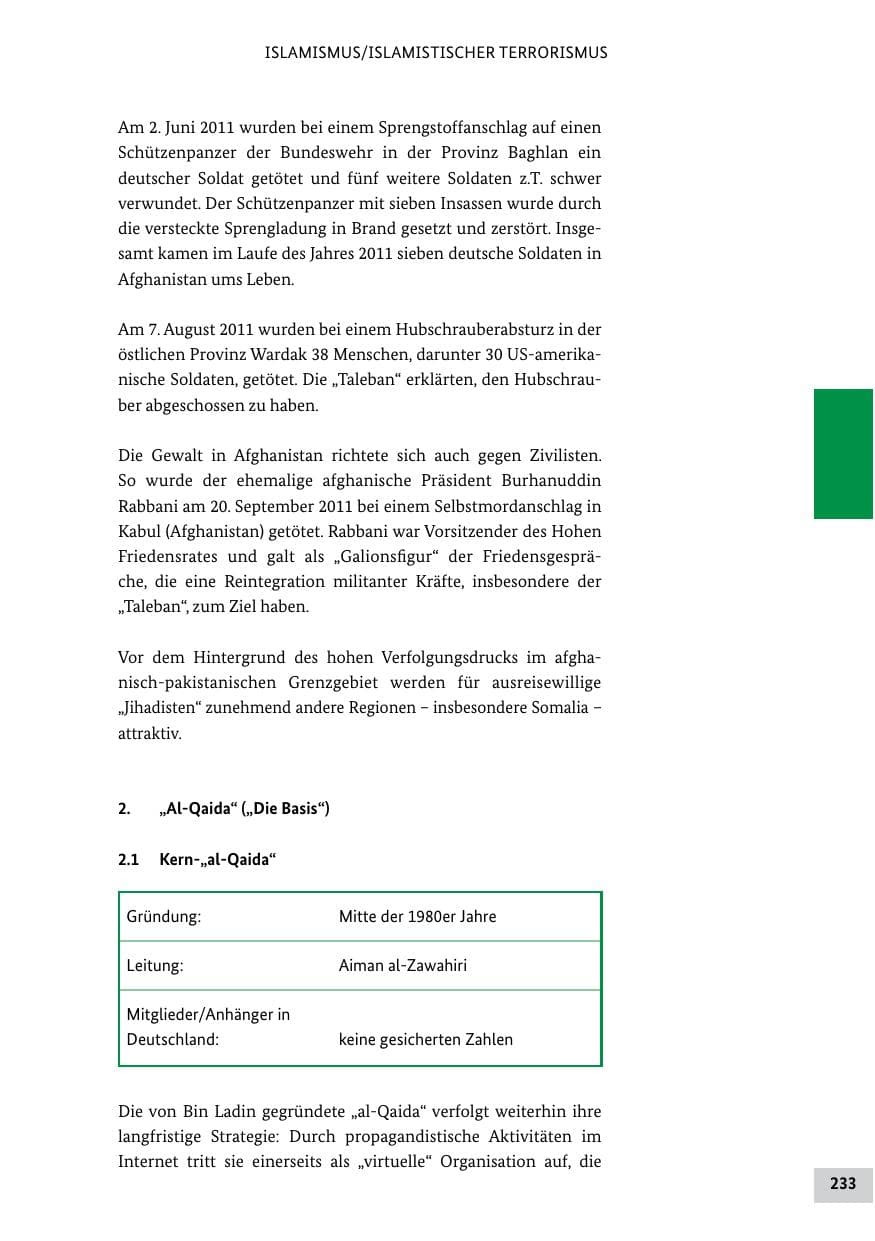 Seite 232 des Verfassungsschutzbericht 2011 Bund