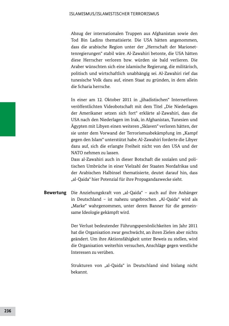 Seite 235 des Verfassungsschutzbericht 2011 Bund
