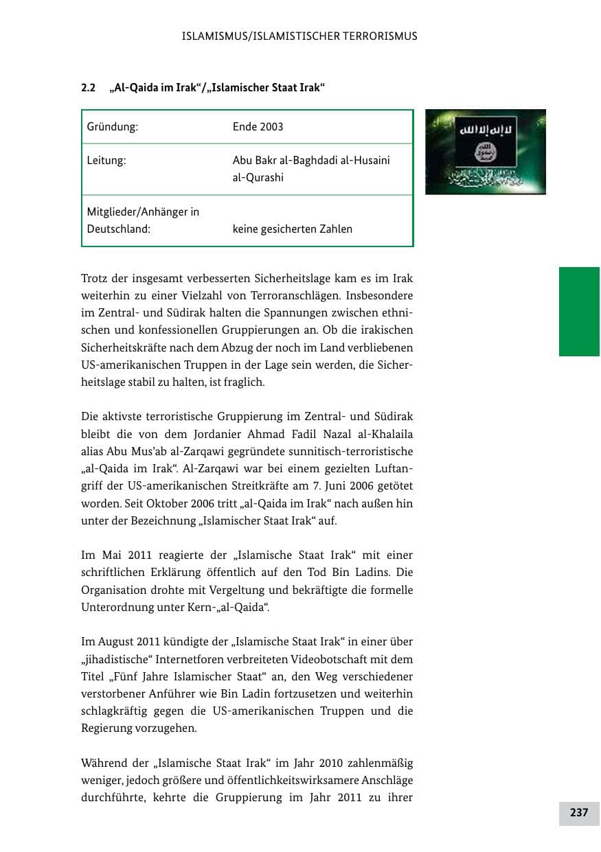 Seite 236 des Verfassungsschutzbericht 2011 Bund