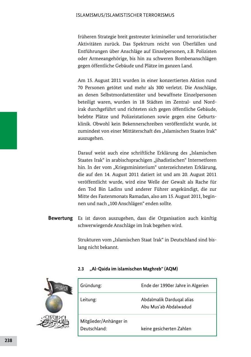 Seite 237 des Verfassungsschutzbericht 2011 Bund