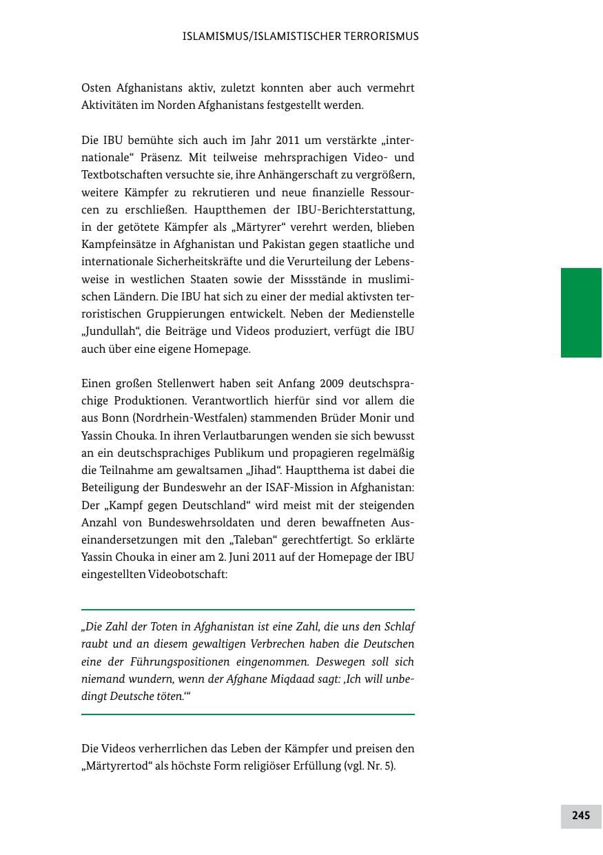 Seite 244 des Verfassungsschutzbericht 2011 Bund