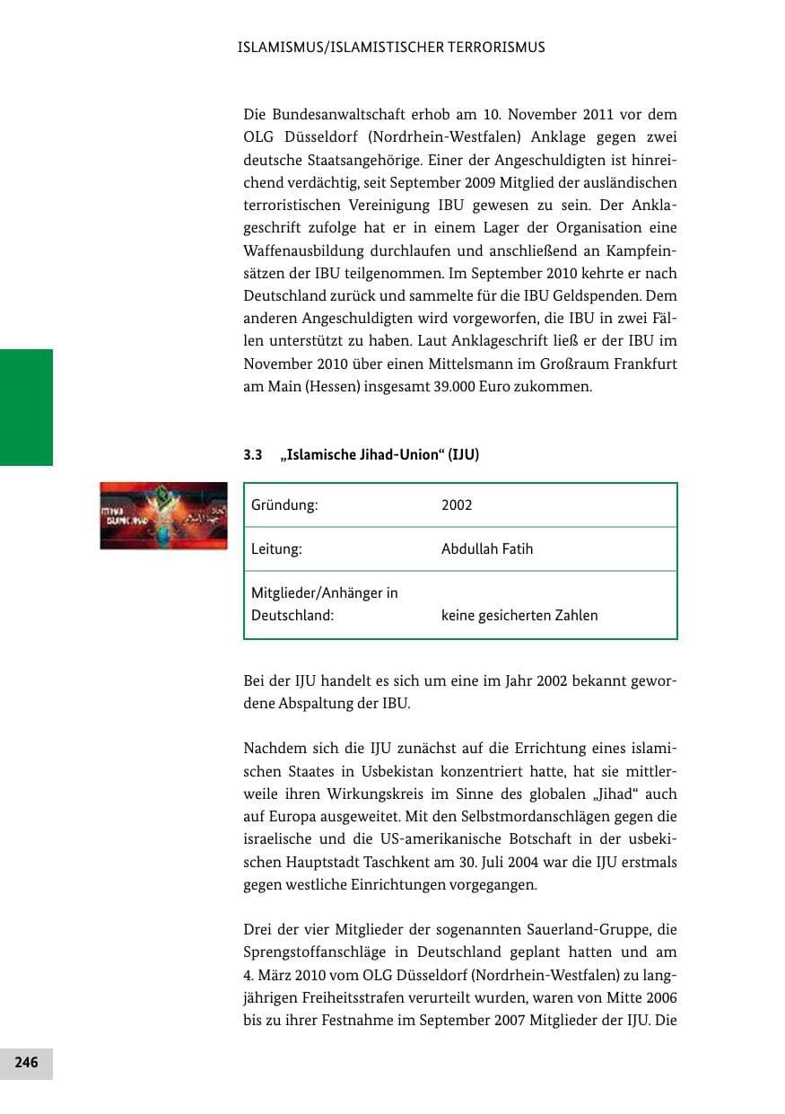 Seite 245 des Verfassungsschutzbericht 2011 Bund