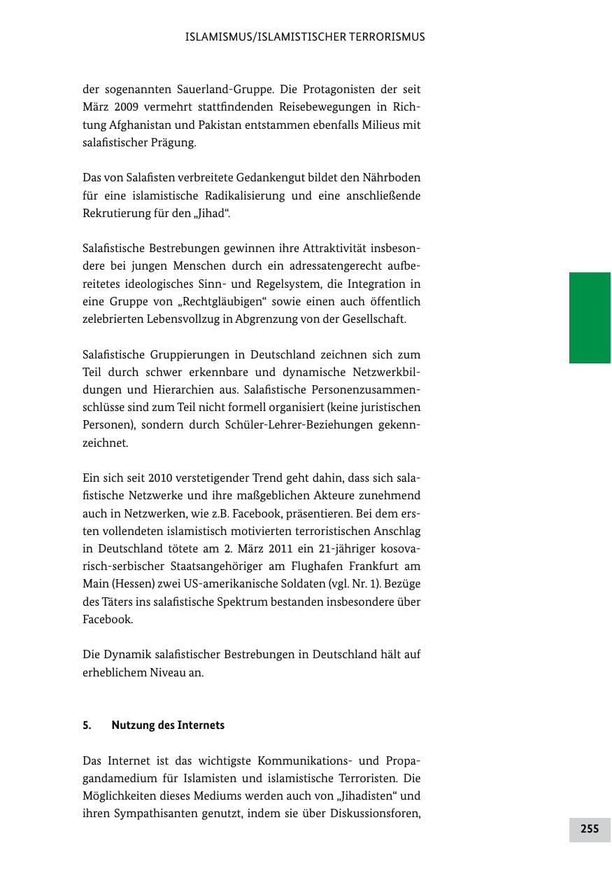 Seite 254 des Verfassungsschutzbericht 2011 Bund