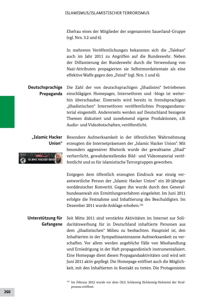 Seite 259 des Verfassungsschutzbericht 2011 Bund