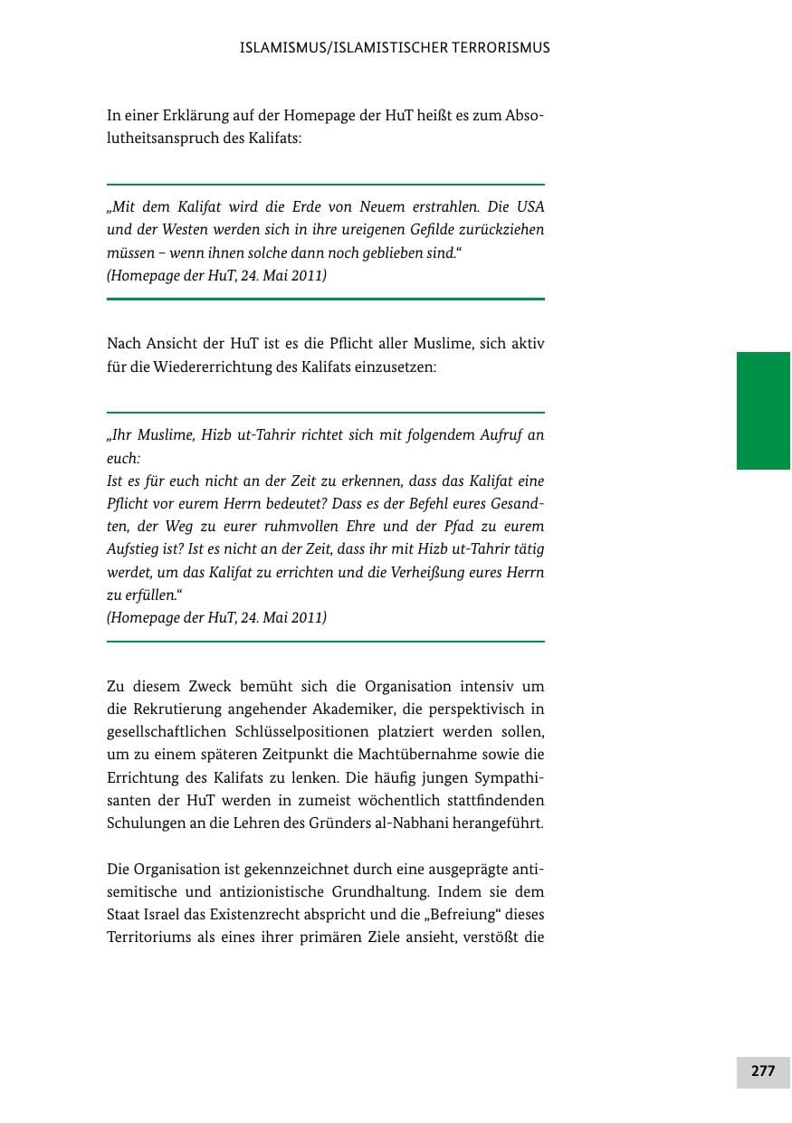 Seite 276 des Verfassungsschutzbericht 2011 Bund
