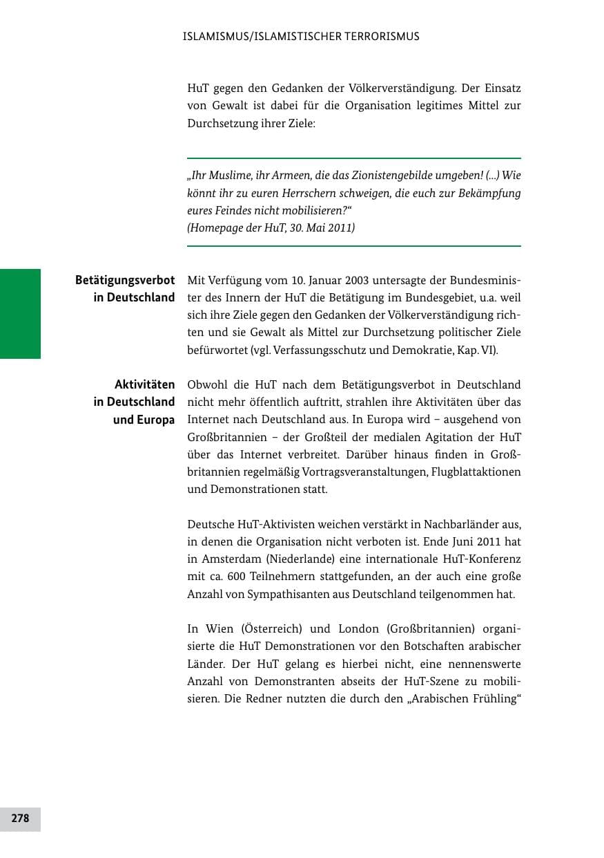 Seite 277 des Verfassungsschutzbericht 2011 Bund