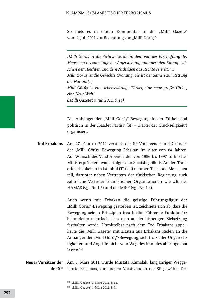 Seite 291 des Verfassungsschutzbericht 2011 Bund