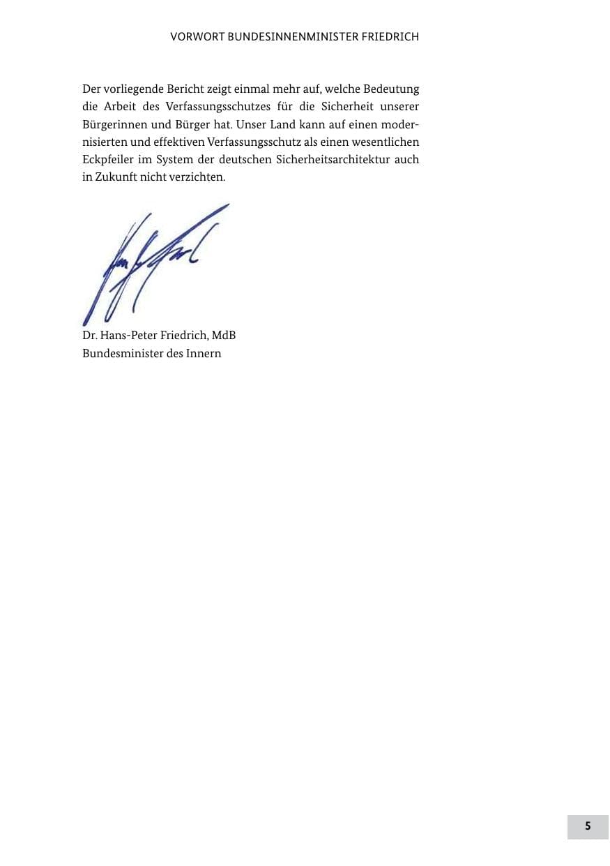 Seite 4 des Verfassungsschutzbericht 2011 Bund