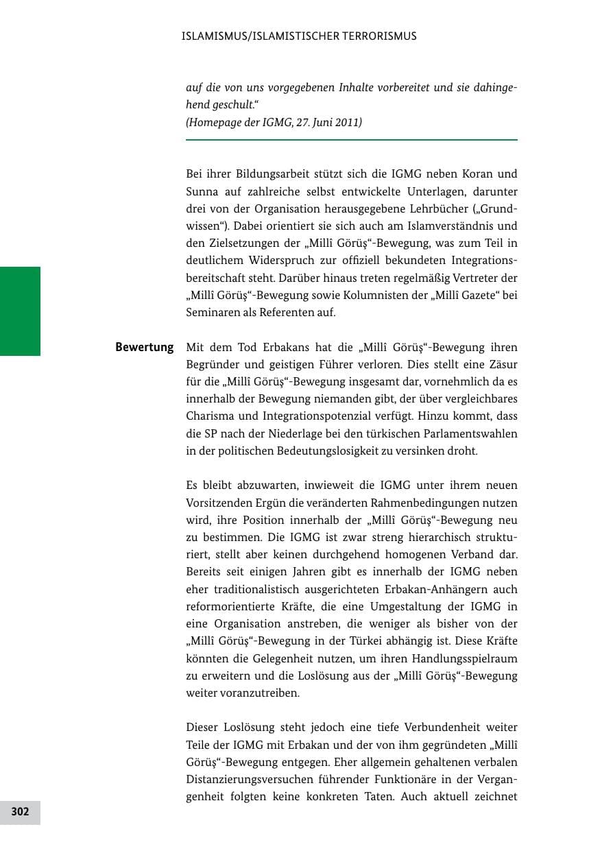 Seite 301 des Verfassungsschutzbericht 2011 Bund