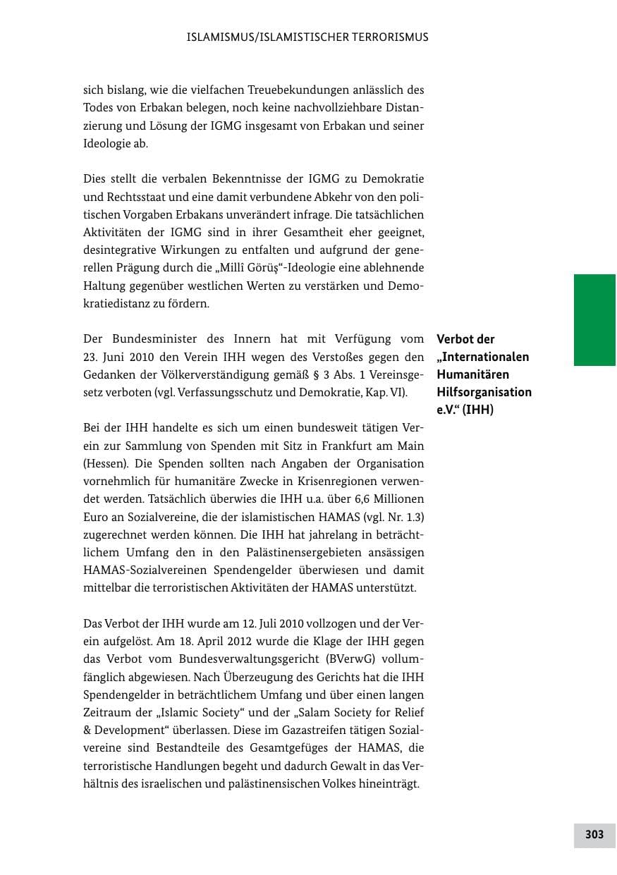 Seite 302 des Verfassungsschutzbericht 2011 Bund