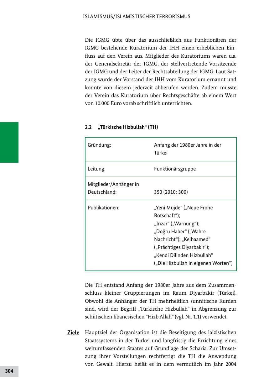 Seite 303 des Verfassungsschutzbericht 2011 Bund