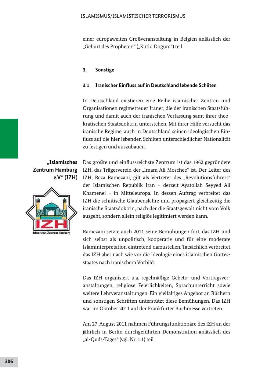 Seite 305 des Verfassungsschutzbericht 2011 Bund