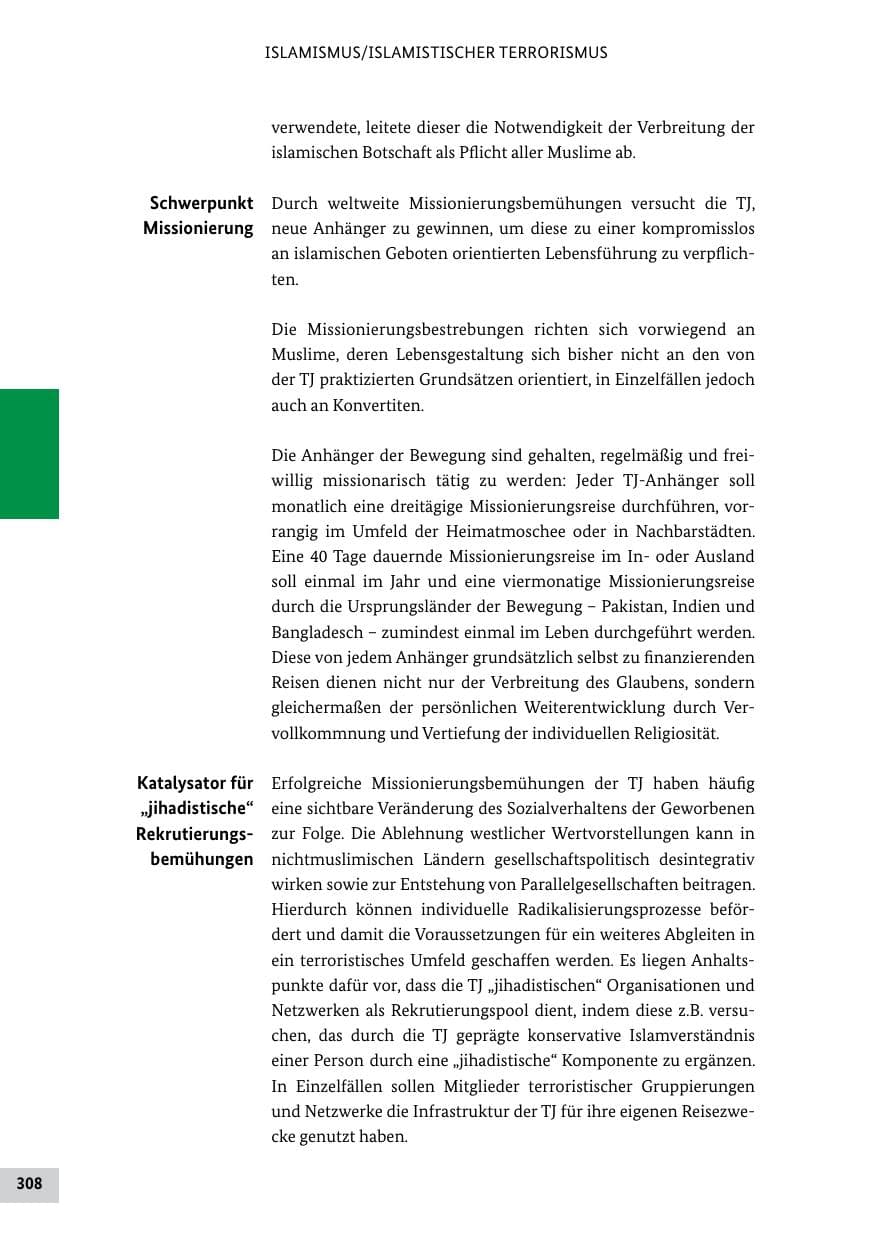 Seite 307 des Verfassungsschutzbericht 2011 Bund