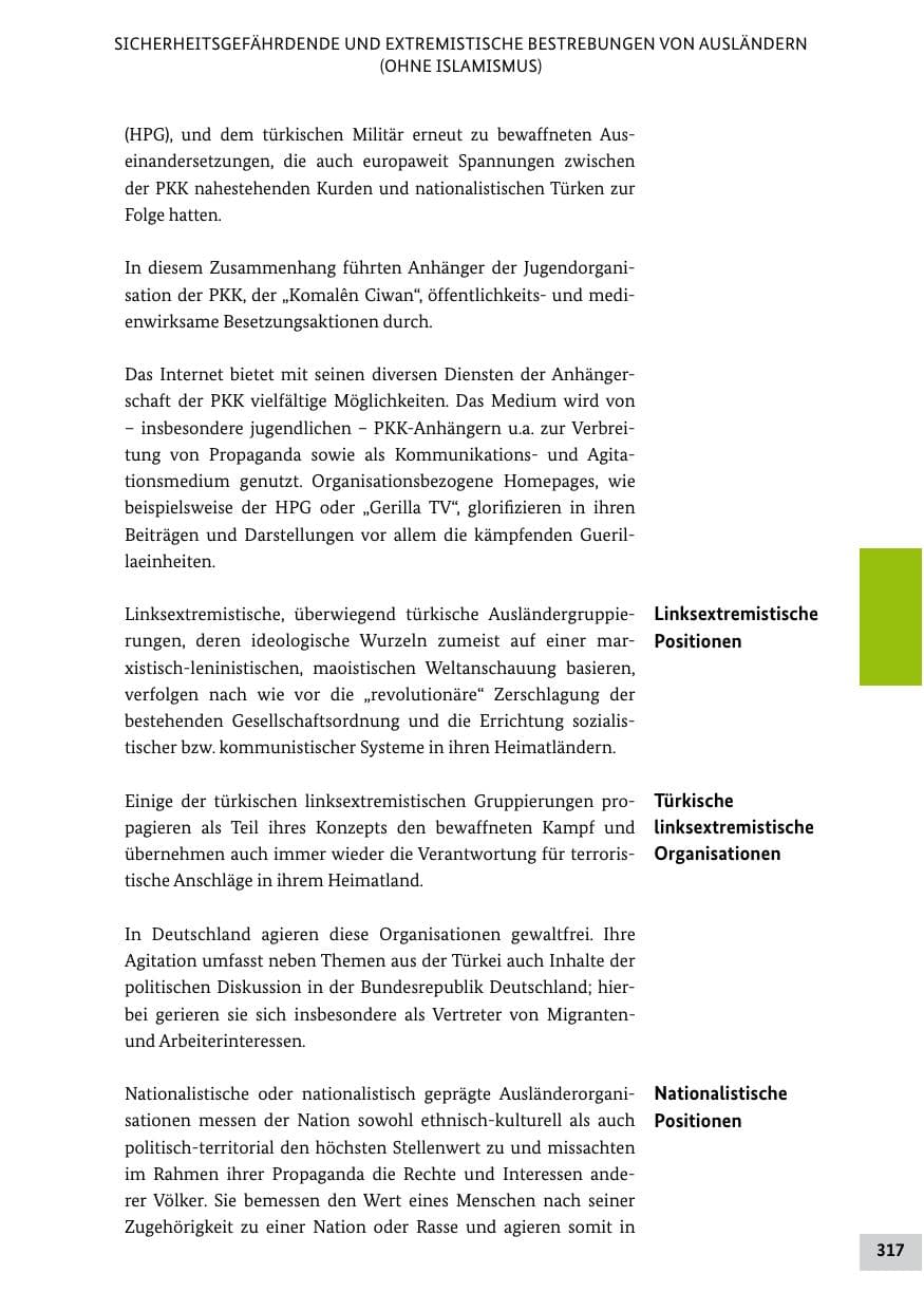 Seite 316 des Verfassungsschutzbericht 2011 Bund