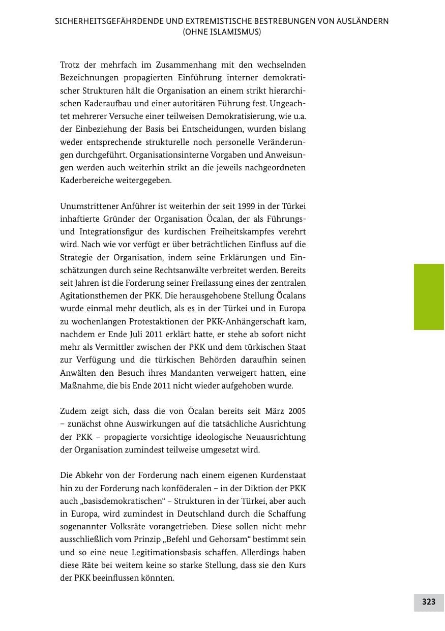 Seite 322 des Verfassungsschutzbericht 2011 Bund