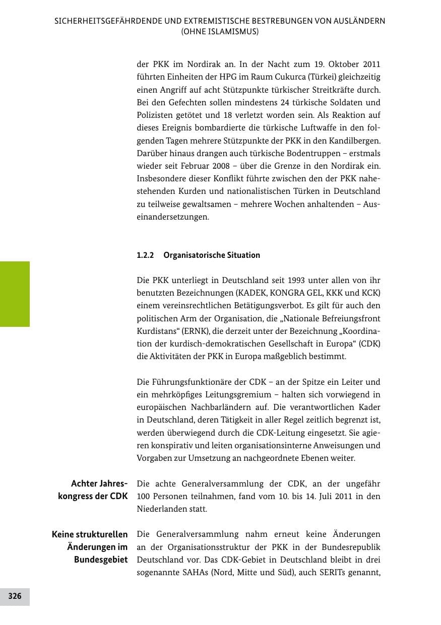 Seite 325 des Verfassungsschutzbericht 2011 Bund