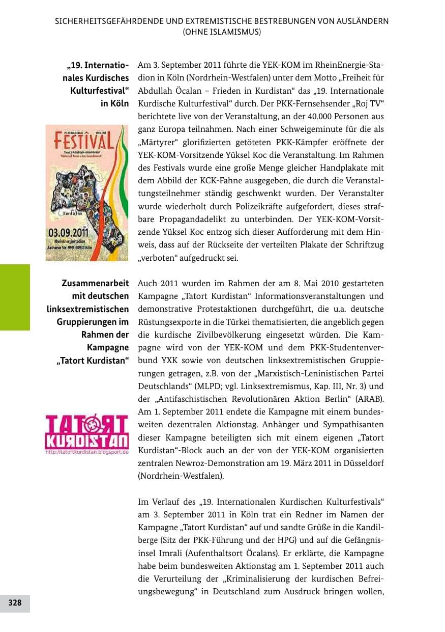 Seite 327 des Verfassungsschutzbericht 2011 Bund