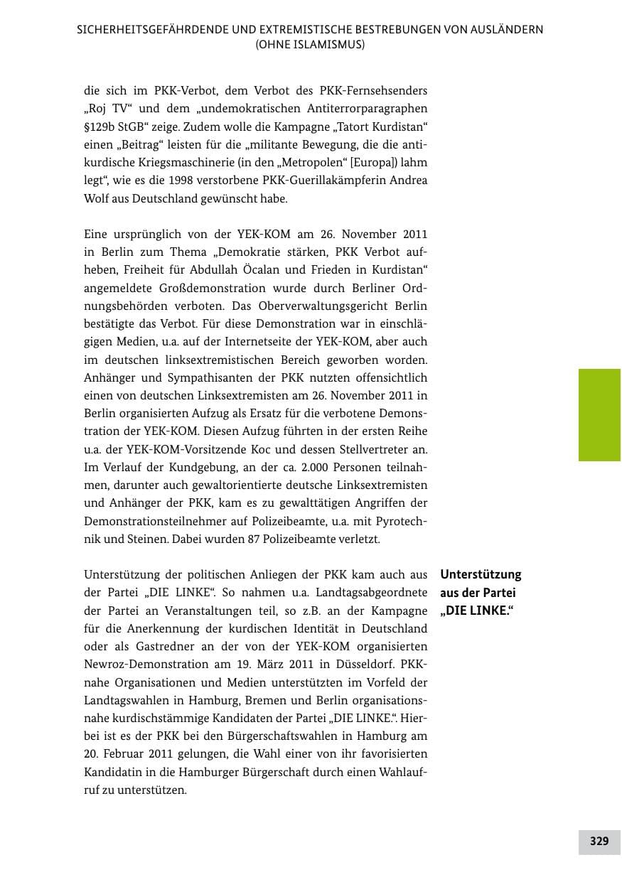 Seite 328 des Verfassungsschutzbericht 2011 Bund