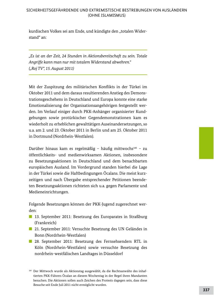 Seite 336 des Verfassungsschutzbericht 2011 Bund