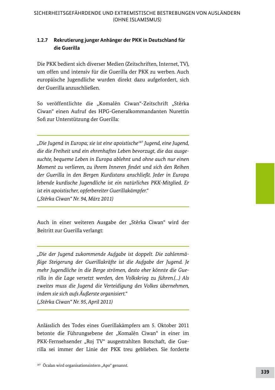 Seite 338 des Verfassungsschutzbericht 2011 Bund