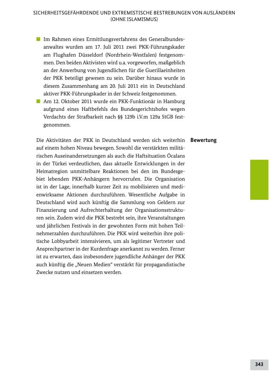 Seite 342 des Verfassungsschutzbericht 2011 Bund