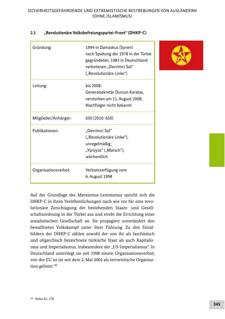 Seite 344 des Verfassungsschutzbericht 2011 Bund