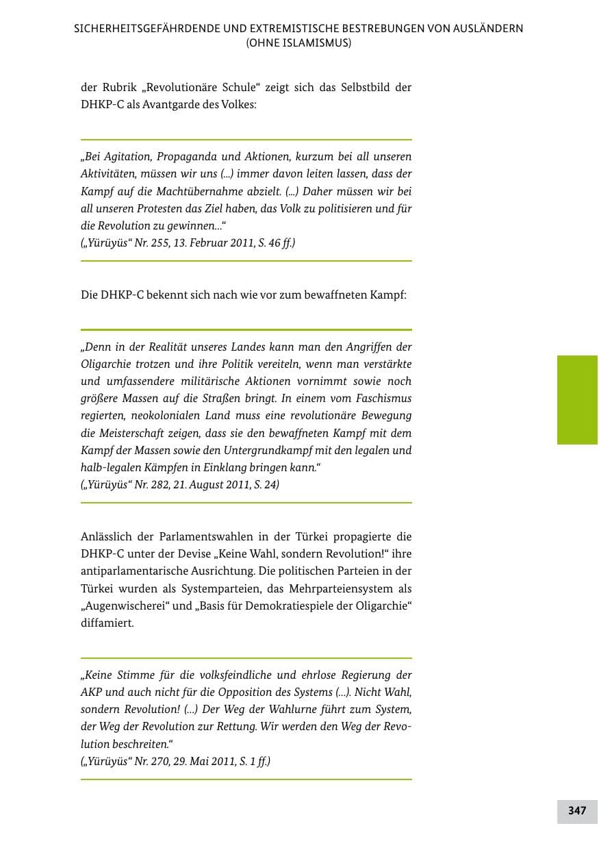 Seite 346 des Verfassungsschutzbericht 2011 Bund