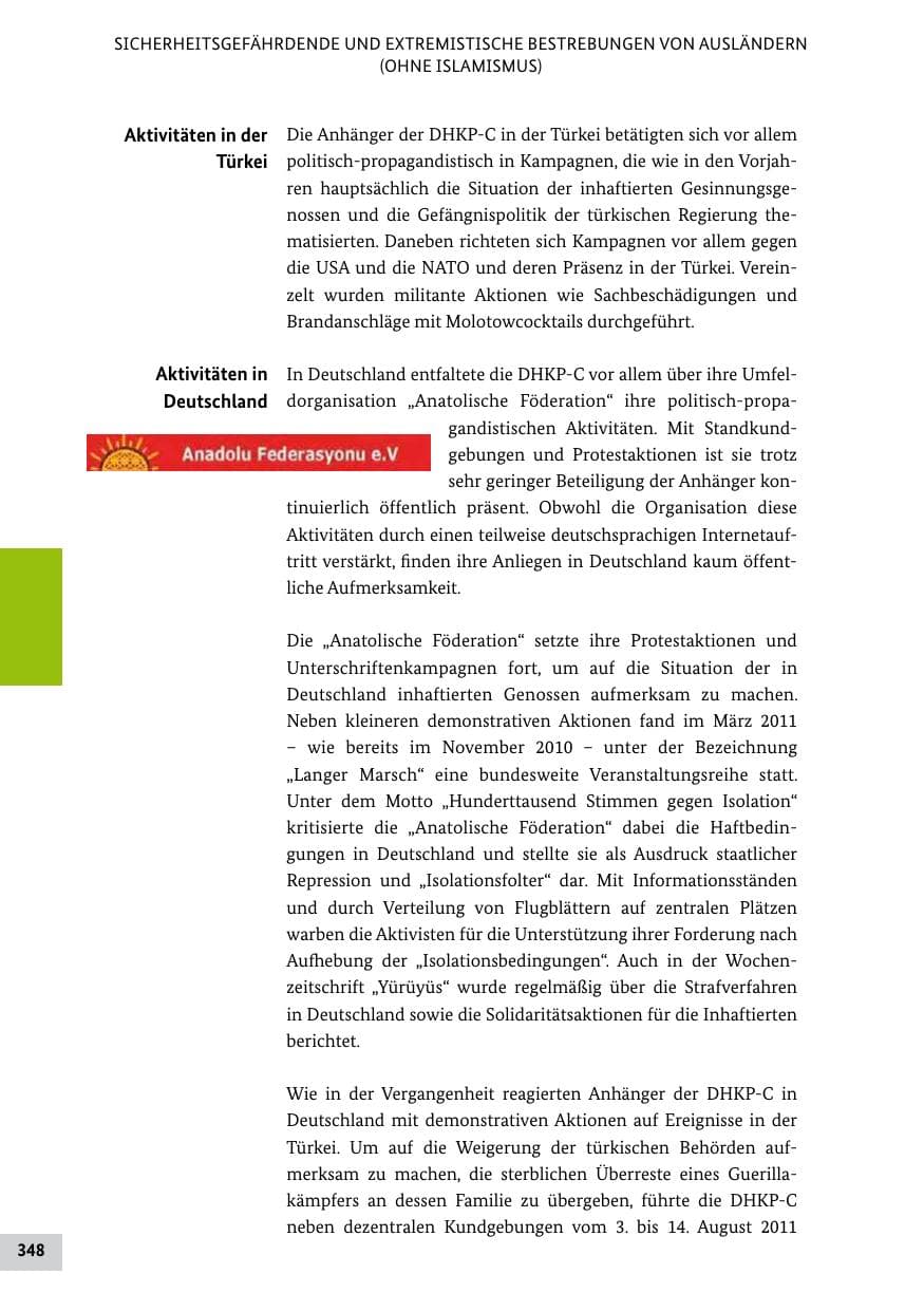 Seite 347 des Verfassungsschutzbericht 2011 Bund