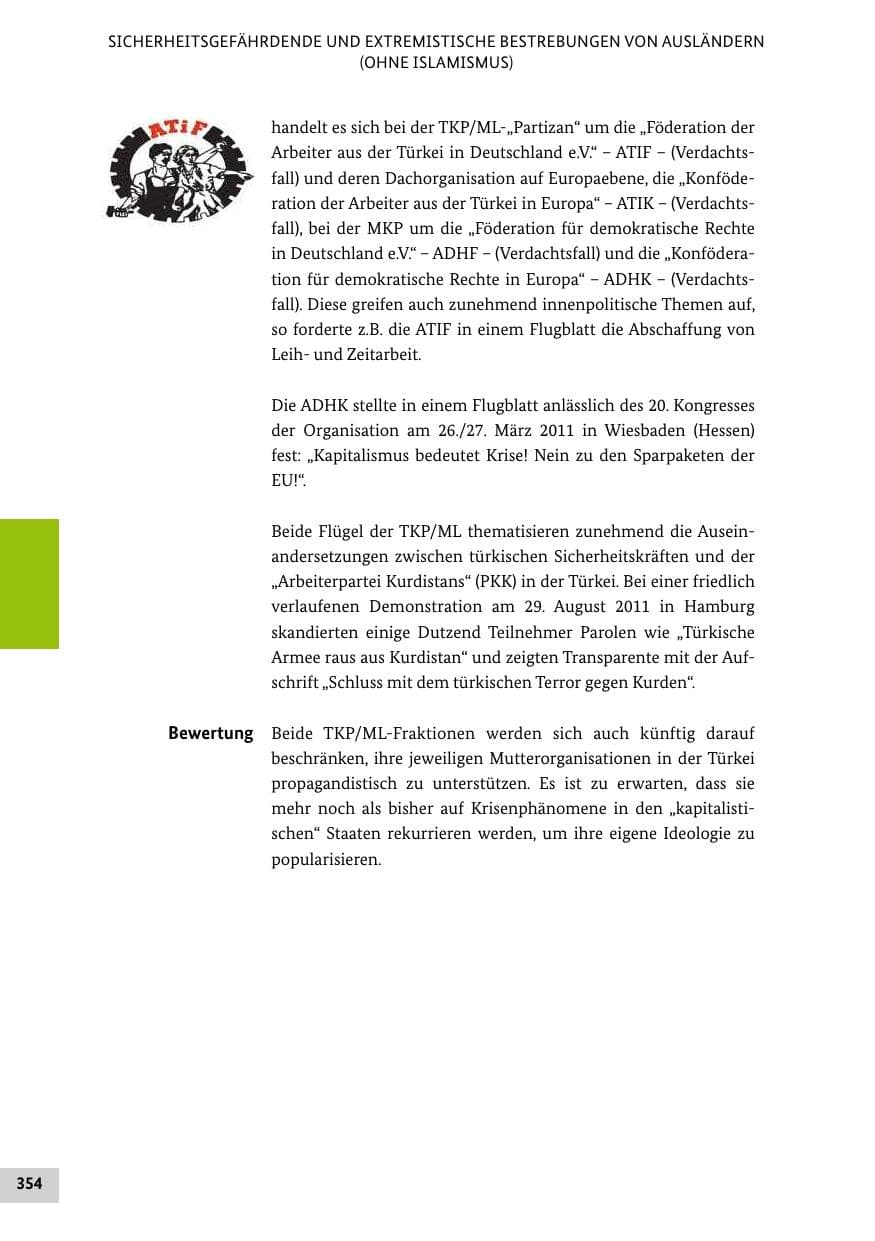 Seite 353 des Verfassungsschutzbericht 2011 Bund