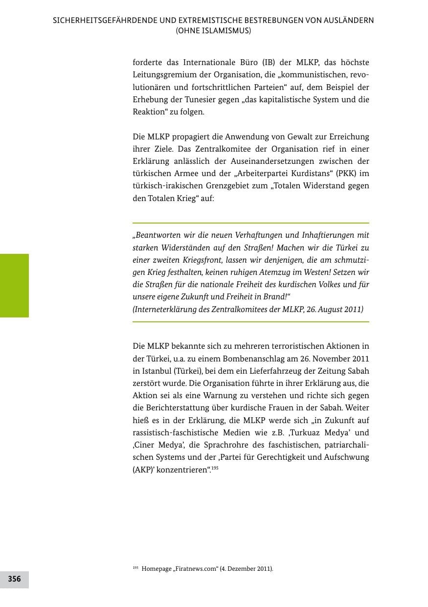 Seite 355 des Verfassungsschutzbericht 2011 Bund