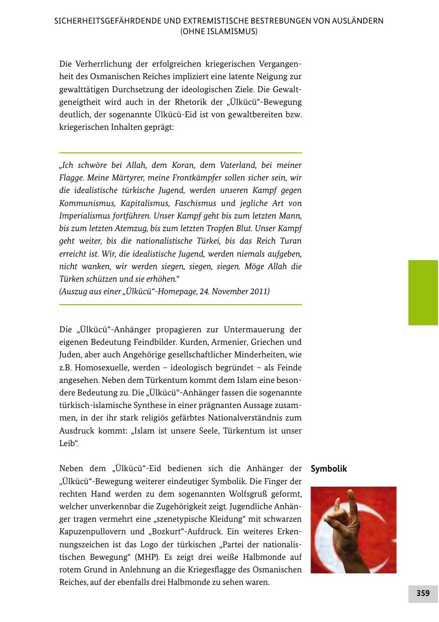 Seite 358 des Verfassungsschutzbericht 2011 Bund