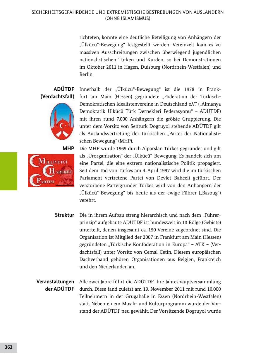 Seite 361 des Verfassungsschutzbericht 2011 Bund