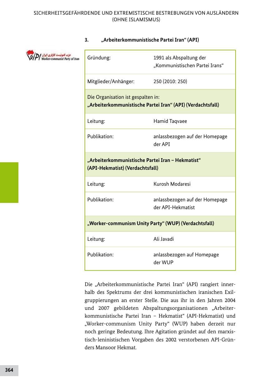 Seite 363 des Verfassungsschutzbericht 2011 Bund