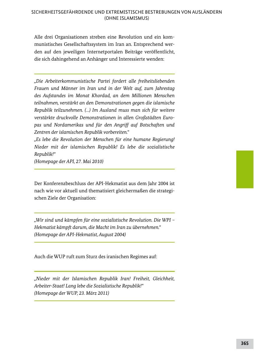 Seite 364 des Verfassungsschutzbericht 2011 Bund