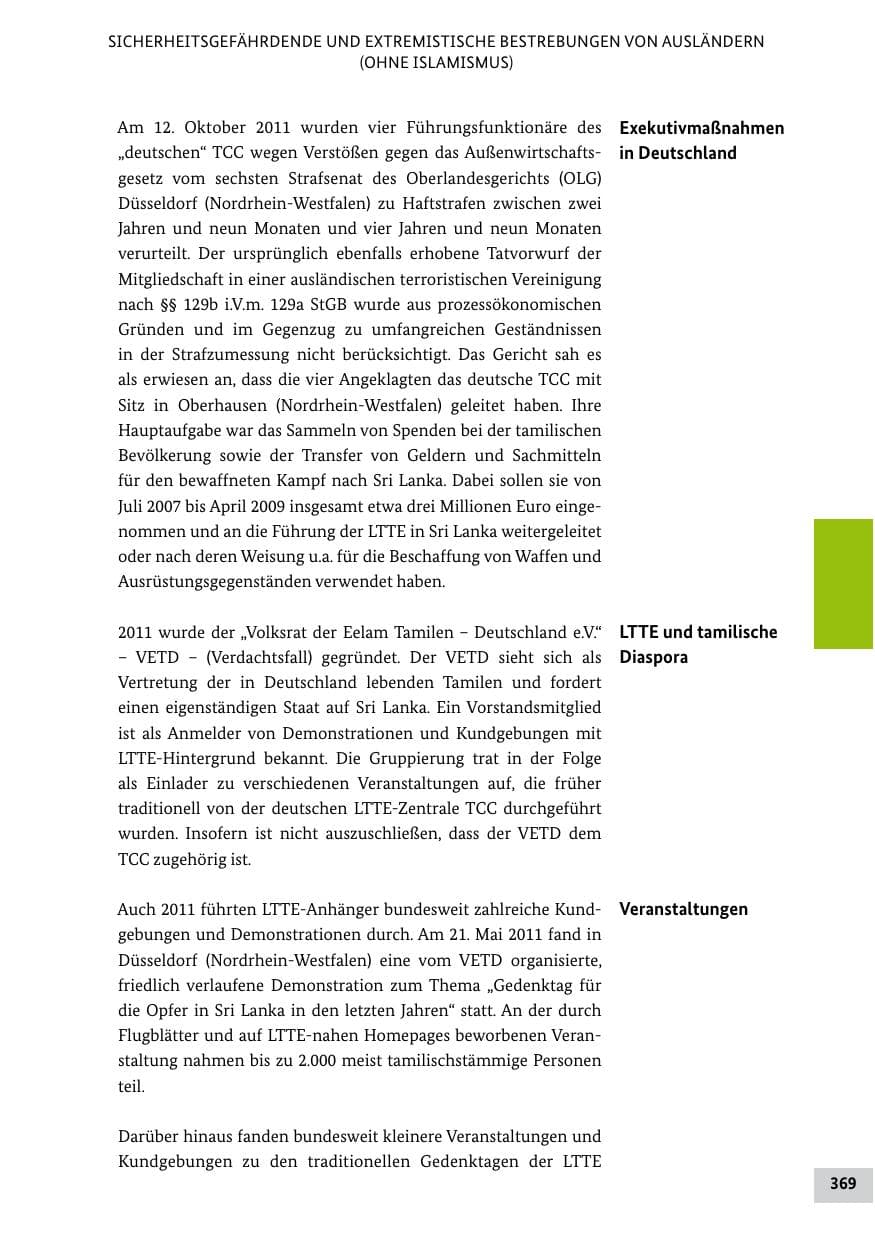 Seite 368 des Verfassungsschutzbericht 2011 Bund