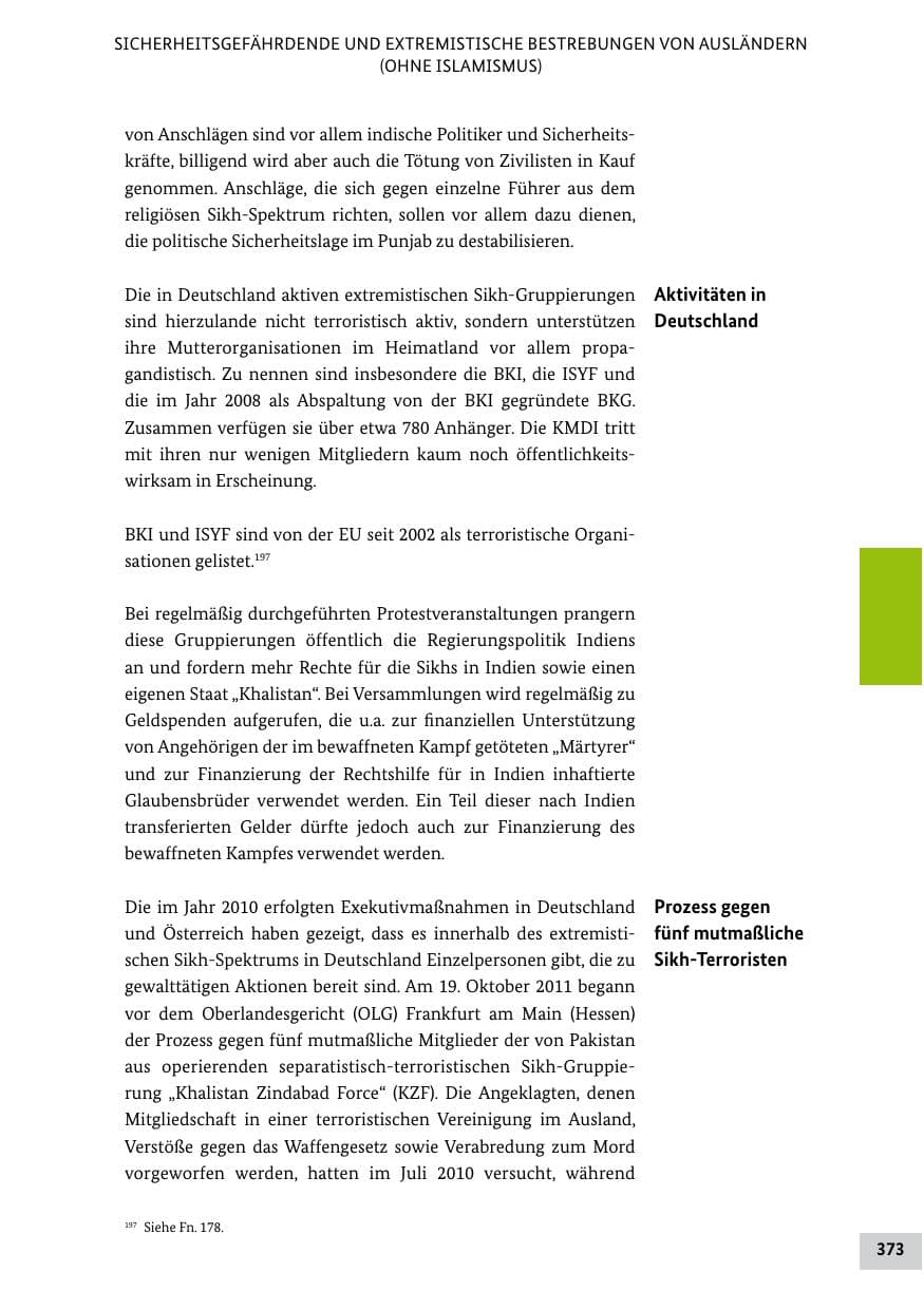 Seite 372 des Verfassungsschutzbericht 2011 Bund