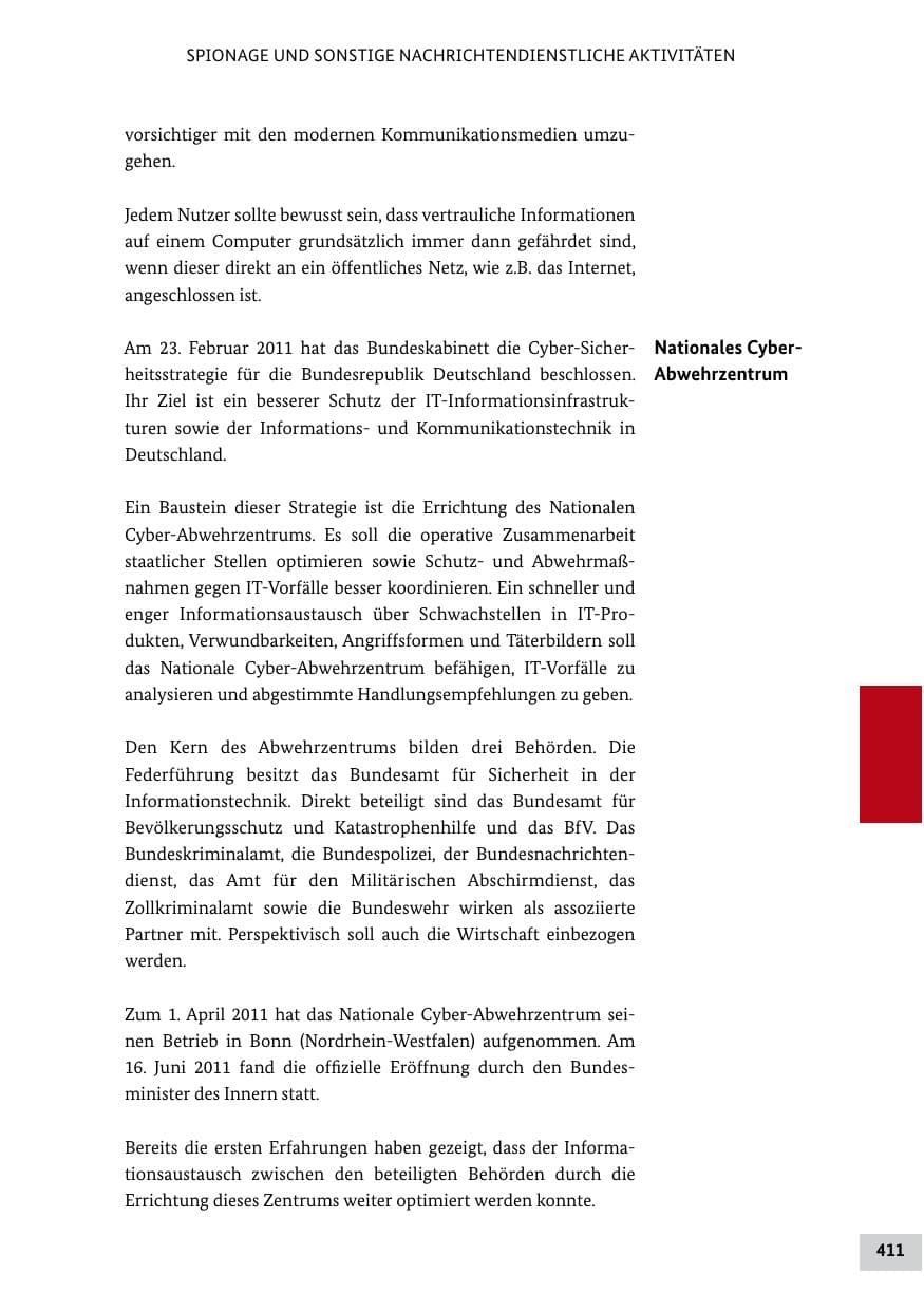 Seite 410 des Verfassungsschutzbericht 2011 Bund