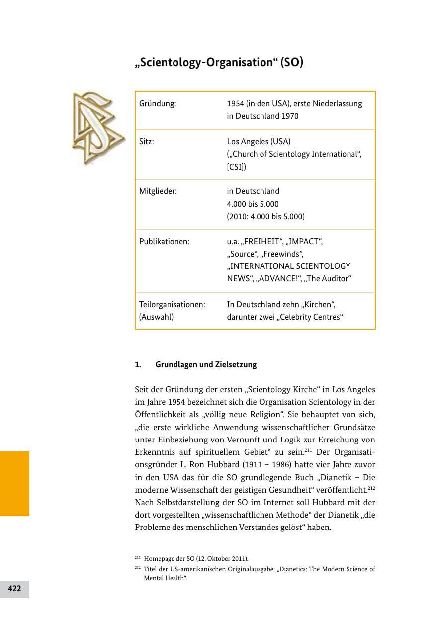 Seite 421 des Verfassungsschutzbericht 2011 Bund