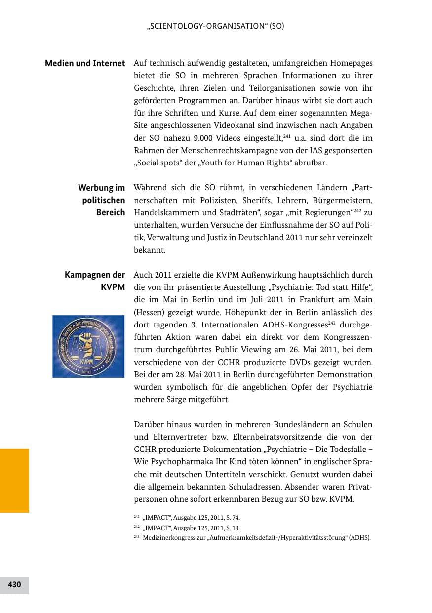 Seite 429 des Verfassungsschutzbericht 2011 Bund