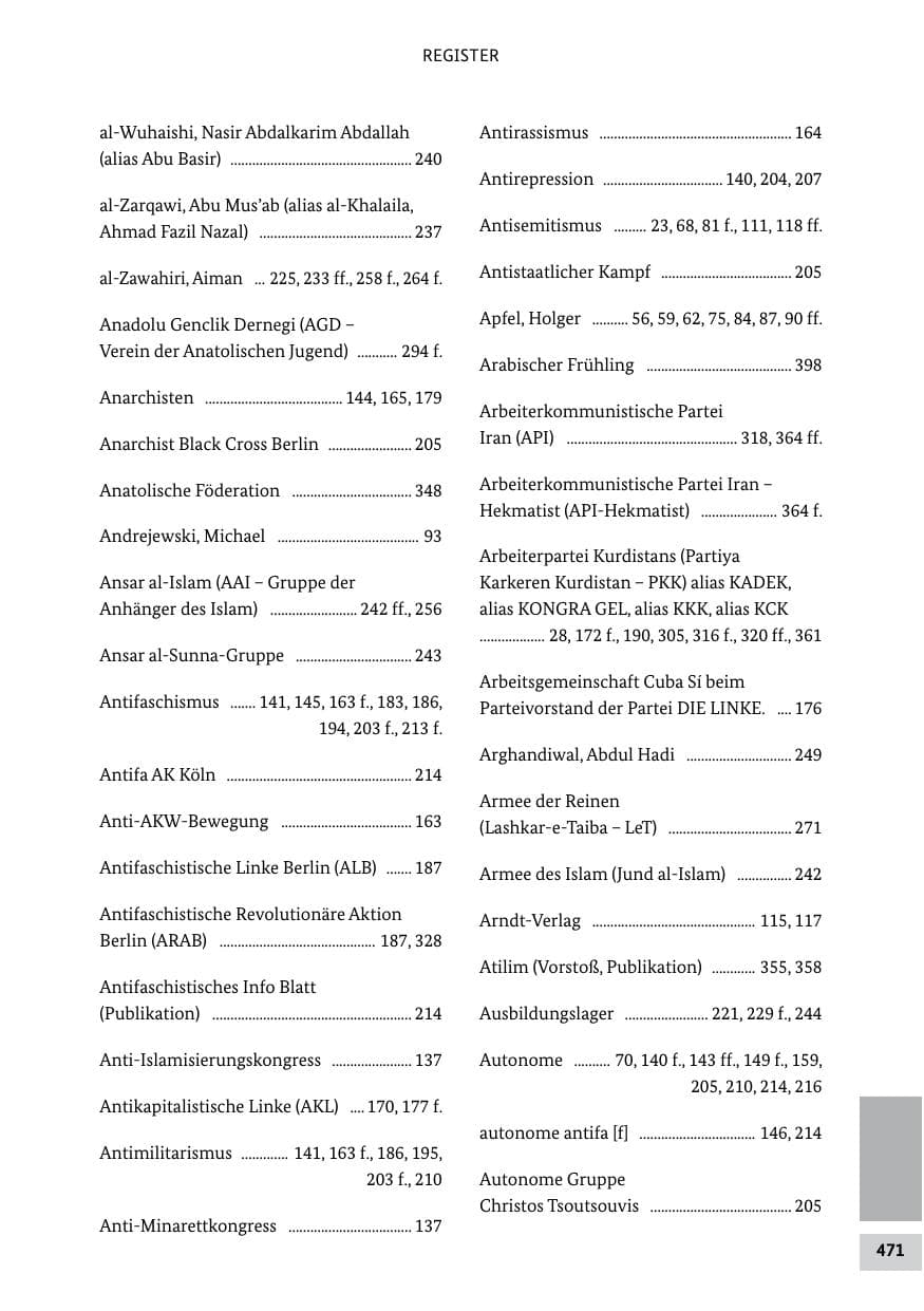 Seite 470 des Verfassungsschutzbericht 2011 Bund