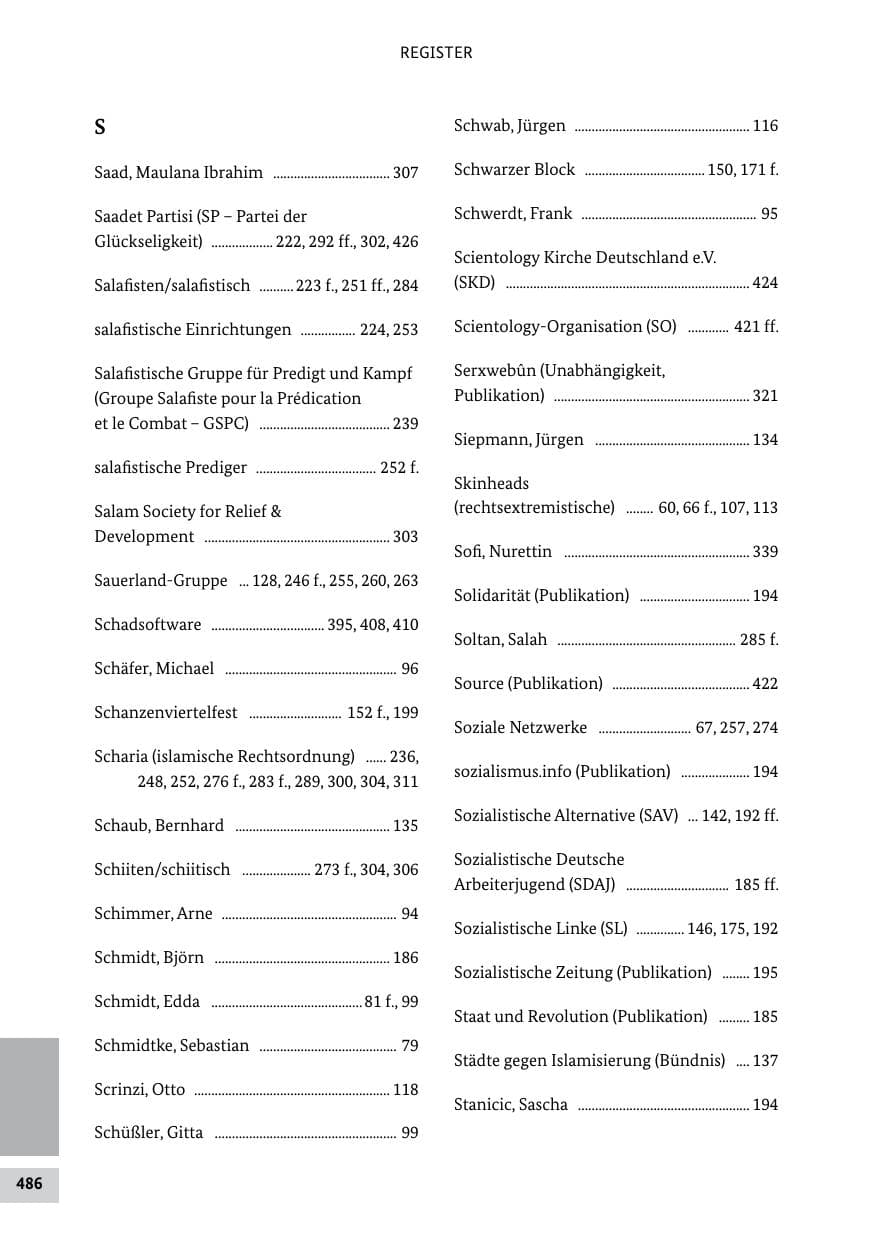 Seite 485 des Verfassungsschutzbericht 2011 Bund
