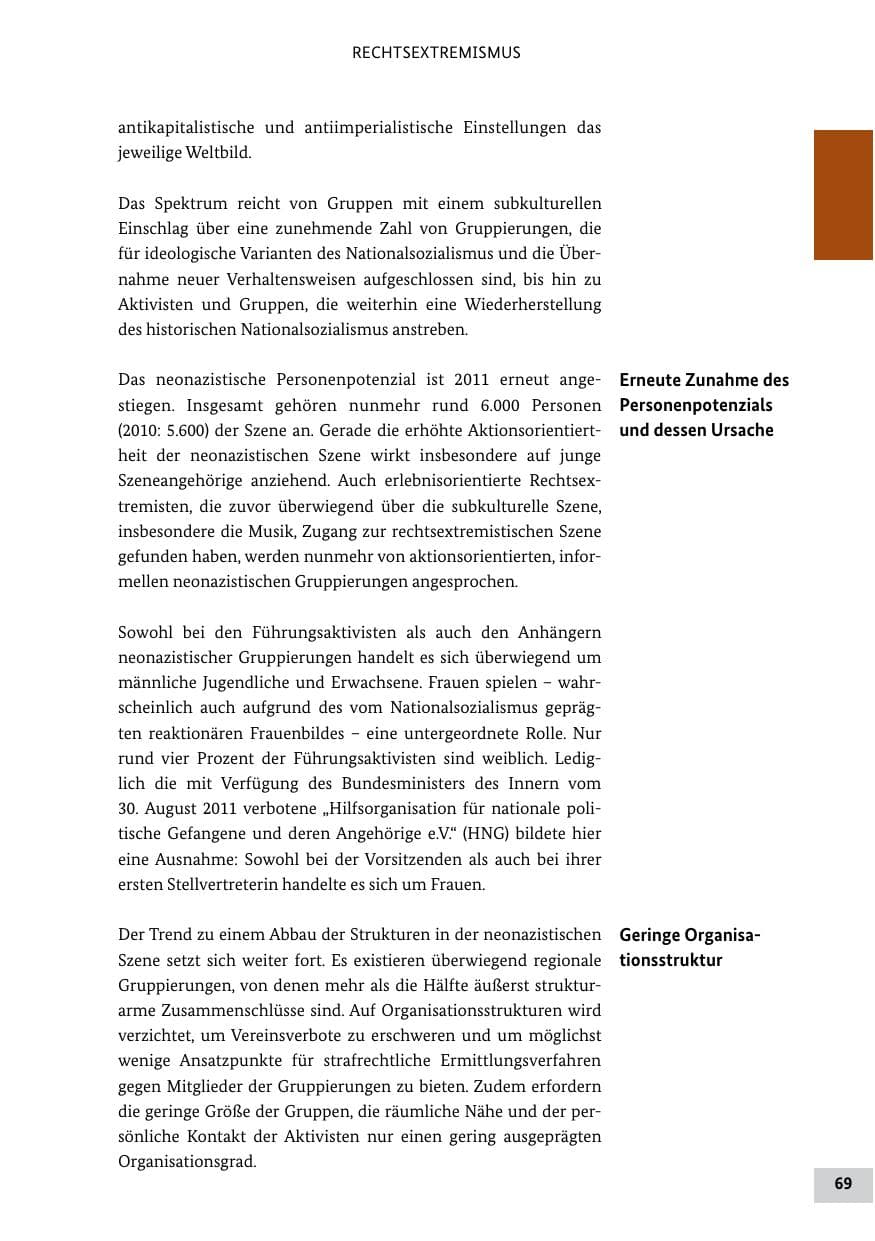 Seite 68 des Verfassungsschutzbericht 2011 Bund
