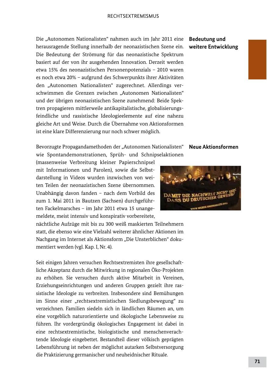 Seite 70 des Verfassungsschutzbericht 2011 Bund