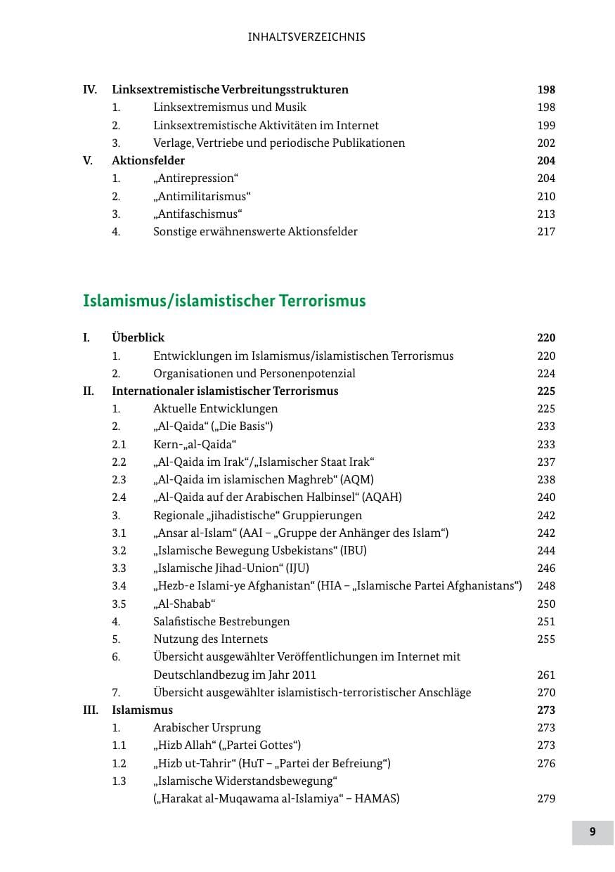 Seite 8 des Verfassungsschutzbericht 2011 Bund
