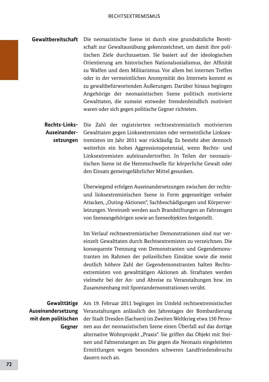 Seite 71 des Verfassungsschutzbericht 2011 Bund